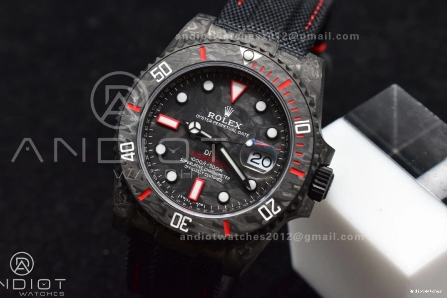 on 474 Submariner Nylon Red VSF VS Dial 1:1 DIW Best Black Carbon Edition Practical Black Strap 0515